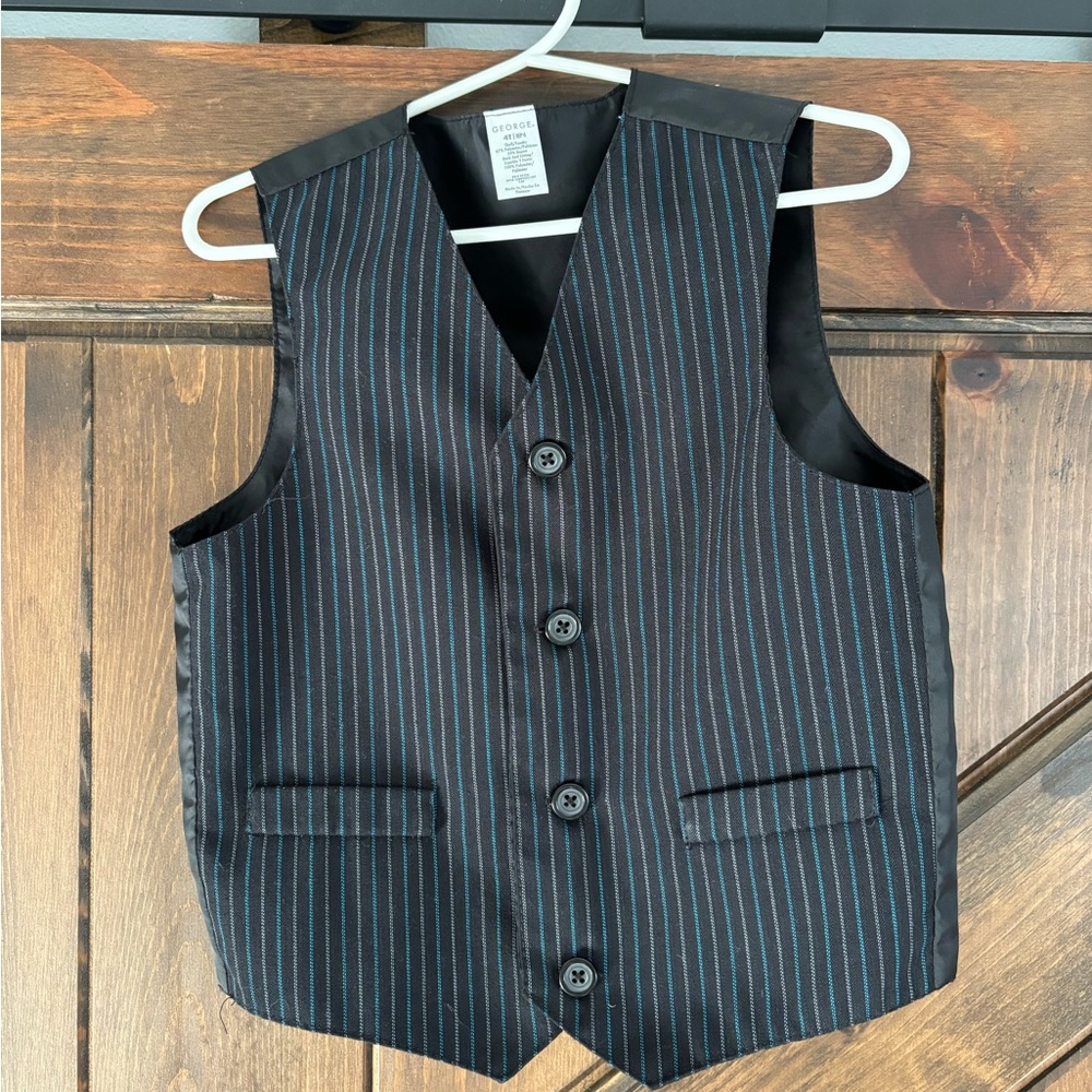 George 4T Boy's Black Striped Vest Best Dressed Church Weddings